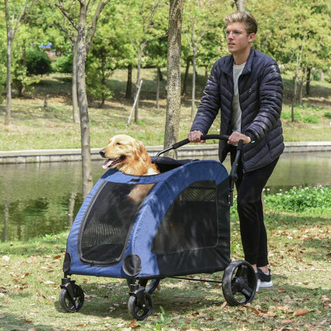 Rootz Pet Trolley - Pet Stroller - Pet Buggy - Dog Buggy - Dog Trailer - Pet Trailer - Blue\Black - 98 x 82 x 110 cm
