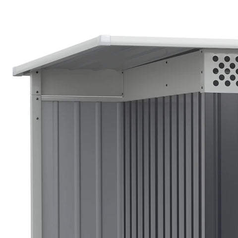 Rootz Tool Shed - Garden Shed with Side Storage - Sliding Door - Steel - Black - 257 x 142 x 184 cm