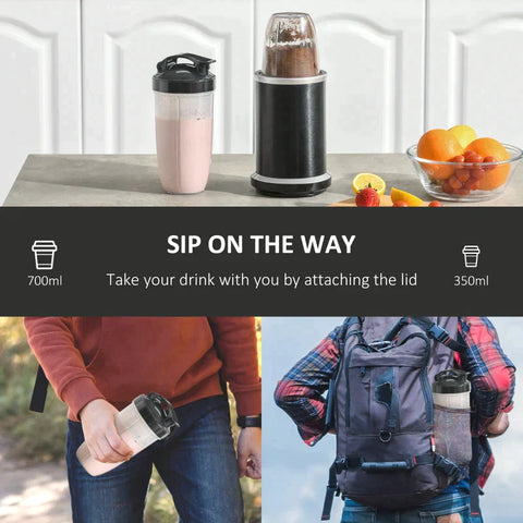 Rootz Mixer – Standmixer – Smoothie-Maker – 1000 W Standmixer – Küchenmixer – mit 0,7 l und 0,35 l Bpa-freien Mixbechern – Tritan/Aluminium – Schwarz