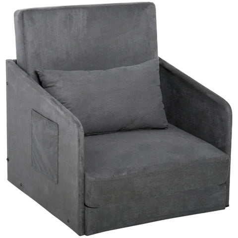 Rootz Sofa Bed - Armchair Bed - Washable Cover - Single Floor Chair - Soft Armchair - Soft - Grey - 70 x 76 x 77 cm