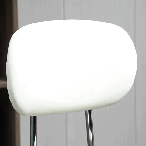 Rootz Saloon Stools - Set Of 2 Work Stools - Work Stools - Stools - With Backrest - Height-adjustable - Faux Leather/Foam/Steel - White - 48 x 48 x 77-92 cm