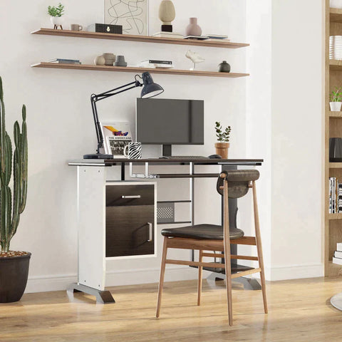 Rootz Computer Desk - Computer Desk With Drawers - Sliding Keyboard Tray - Storage Drawers And Host Box - Home - Office - Workstation - Black Walnut - 100 cm x 52 cm x 75 cm