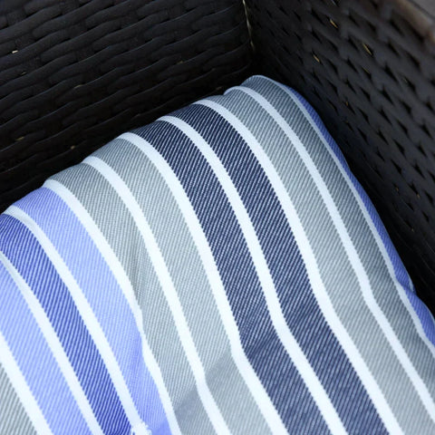 Rootz Cushions - Seat Cushions - Chair Cushions - Seat Pad - Garden Chair Cushions - Set of 2 - Blue Striped - 50L x 45W x 8D cm
