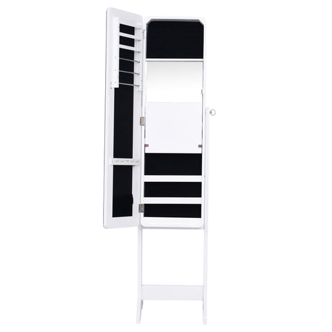 Rootz Jewelry Cabinet - Led Jewelry Cabinet - Interior Mirror - Mirror Cabinet - Foldable Shelf - Standing Mirror - White - 146cm