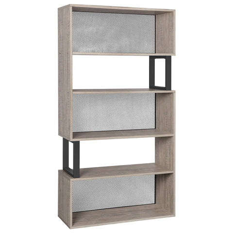 Rootz Bookcase - Wall Cabinet - 5 Levels - Gray - Storage Cabinet - Processed Wood - Metal