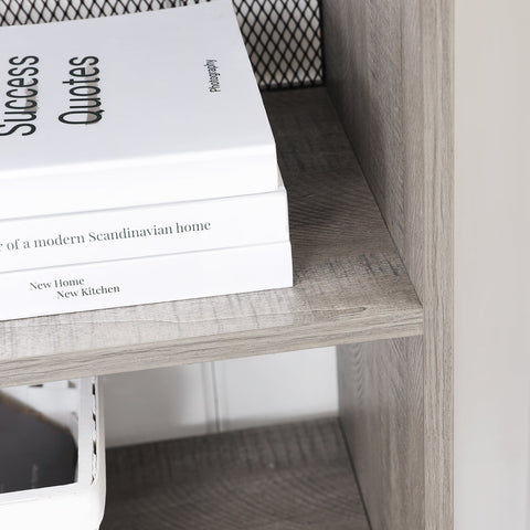 Rootz Bookcase - Wall Cabinet - 5 Levels - Gray - Storage Cabinet - Processed Wood - Metal