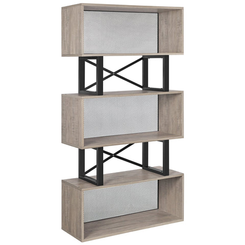 Rootz Bookcase - Wall Cabinet - 3 Compartments - Storage Cabinet - Processed Wood - Metal