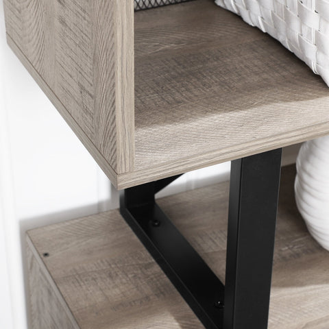 Rootz Bookcase - Wall Cabinet - 3 Compartments - Storage Cabinet - Processed Wood - Metal