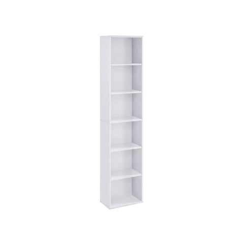 Rootz Bookshelf - Standing Shelf - Bookshelf With 6 Compartments - Corner Bookshelf - Open Bookshelf - Chipboard - White - 40 x 24 x 178.5 cm