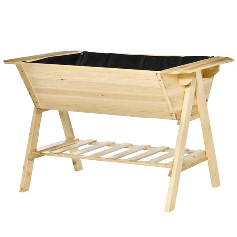 Rootz Verhoogd Bed - Planter Bloembak - Bloempot Met Afwateringsgaten - Vliesstof - Dennenhout - Naturel - 129 x 78,5 x 82,5 cm