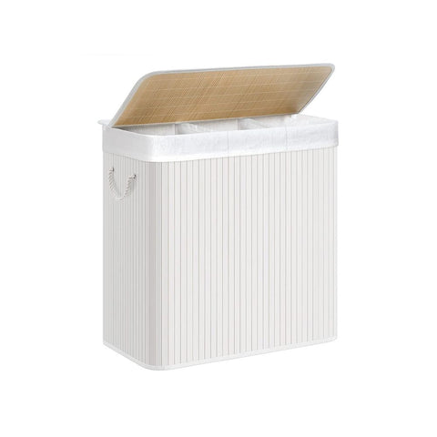 Rootz Laundry Basket - Laundry Basket With 3 Compartments - Clothes Basket - Laundry Storage - Collapsible Laundry Basket - Natural - 60 x 40 x 61.5 cm