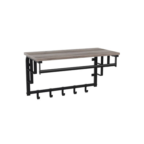 Rootz Coat Rack - Wall Coat Rack With Shelf - 5 Removable Hooks - Wall-mounted - Entryway Storage Organizer - Shelf With Hooks For Coats - Chipboard - Steel - Greige Black - 66 x 30 x 27 cm (L x W x H)