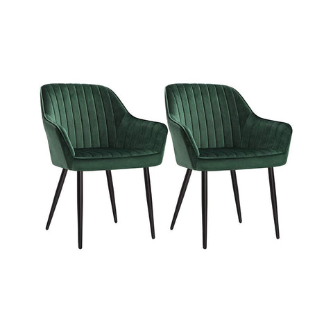 Rootz Dining Chairs - Chair - Set Of 2 Chairs - Office Chairs - Green-Black - 62.5 x 60 x 85 cm
