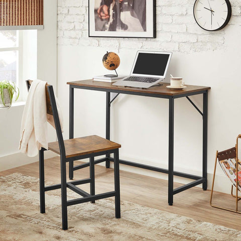 Rootz Couchtisch – Couchtisch mit Schubladen – selbstgemachter Couchtisch – rustikaler Couchtisch – Couchtisch aus Holz – industrieller Couchtisch – Spanplatte – Stahl – braun-schwarz – 100 x 55 x 45 cm (L x B x H)