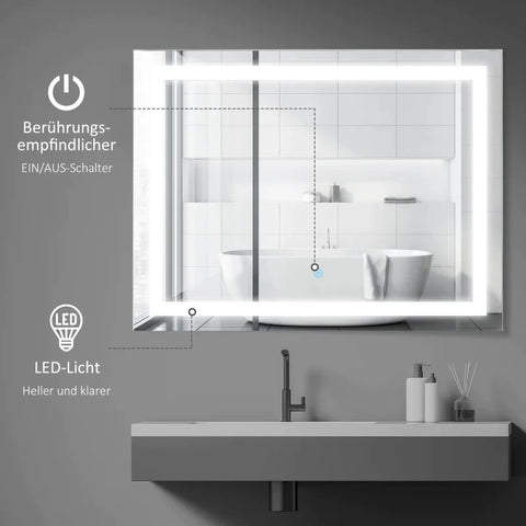 Rootz LED Mirror - Light Mirror- Bathroom Mirror - Wall Mirror - Bathroom LED Mirror - 60 X 80 X 4 CM