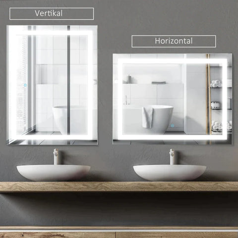 Rootz LED Mirror - Light Mirror- Bathroom Mirror - Wall Mirror - Bathroom LED Mirror - 60 X 80 X 4 CM