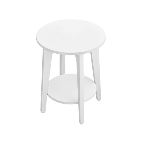 Rootz Side Table - Side Table With Shelf - Side Table With Storage Shelf - Wooden Side Table - Industrial Side Table - Round Side Table - White - 40 x 50 cm (Ø x H)