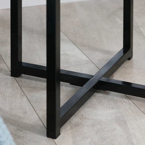 Rootz Beistelltisch – Couchtisch – Rund – Zementoptik – Metallrahmen – Wohnzimmer – Schlafzimmer – Schwarz – 48 x 48 x 56,5 cm