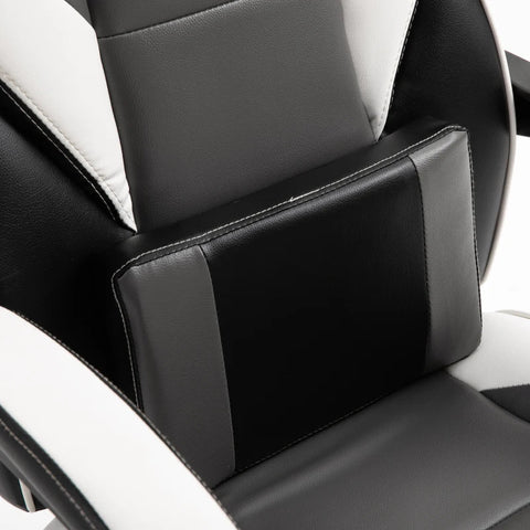 Rootz Gaming Chair - Massage Chair - Office Chair - Swivel Chair - Ergonomic Faux Leather - Foam - Grey+White+Black