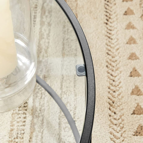 Rootz Couchtisch – runder Couchtisch – runder Couchtisch – Couchtisch mit Glasplatte – industrieller Couchtisch – Designer-Couchtisch – Stahl – gehärtetes Glas – Schwarz – 84 x 45,5 cm (Ø x H)