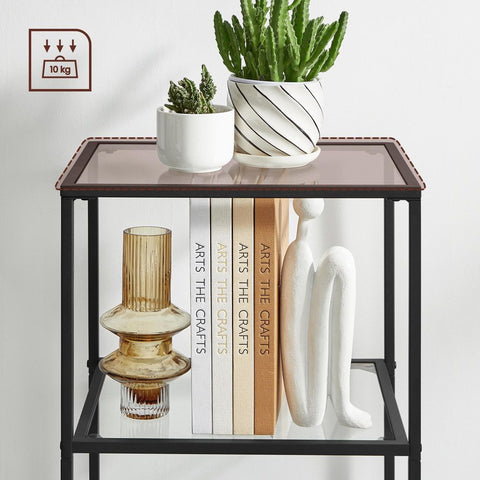 Rootz Standing Shelf - Metal Shelf - Free-standing Shelving Unit - With 4 Shelves - Metal/Glass - Black - 40 x 30 x 95 cm