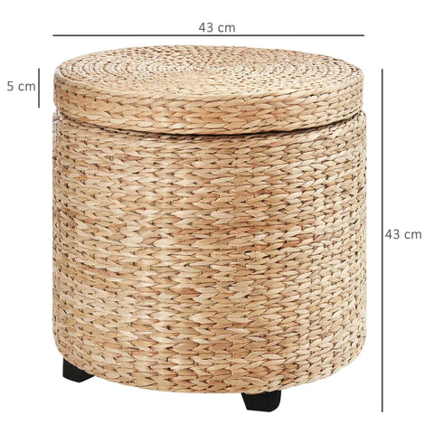 Rootz Footstool - Footrest Stool - Storage Box - Stool With Storage Space - Removable Lid - Khaki - Ø43 X 43 cm