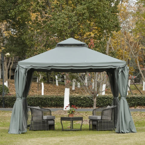 Rootz Garden Pavilion - Pavilion - Party Tent - Garden Tent With 4 x Side Walls - Gray - 3 x 3 m