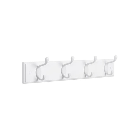 Rootz Wall Coat Rack - Coat Rack - 4 Hooks Wall Coat Rack - Coat Rack - Wall-Mounted Coat Rack - Hanging Coat Rack - White - 40 x 9 x 7 cm