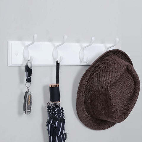 Rootz Wall Coat Rack - Coat Rack - 4 Hooks Wall Coat Rack - Coat Rack - Wall-Mounted Coat Rack - Hanging Coat Rack - White - 40 x 9 x 7 cm