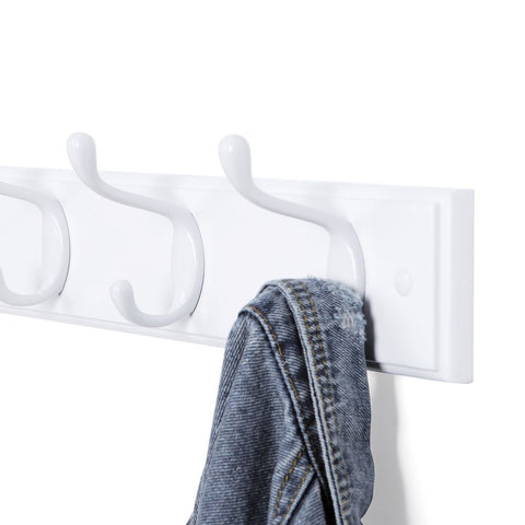 Rootz Wall Coat Rack - Coat Rack - 4 Hooks Wall Coat Rack - Coat Rack - Wall-Mounted Coat Rack - Hanging Coat Rack - White - 40 x 9 x 7 cm