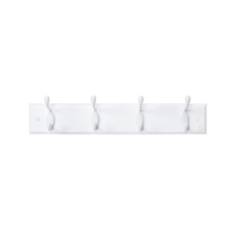 Rootz Wall Coat Rack - Coat Rack - 4 Hooks Wall Coat Rack - Coat Rack - Wall-Mounted Coat Rack - Hanging Coat Rack - White - 40 x 9 x 7 cm