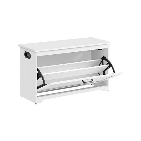 Rootz Shoe Cabinet - Shoe Bench - Shoe Cabinet With Cap - Wooden Shoe Cabinet - Chipboard - White - 80 x 30 x 46 cm