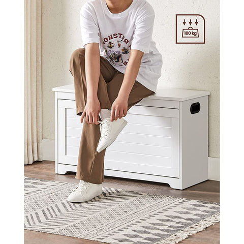 Rootz Shoe Cabinet - Shoe Bench - Shoe Cabinet With Cap - Wooden Shoe Cabinet - Chipboard - White - 80 x 30 x 46 cm