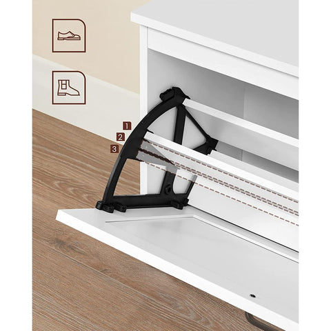 Rootz Shoe Cabinet - Shoe Bench - Shoe Cabinet With Cap - Wooden Shoe Cabinet - Chipboard - White - 80 x 30 x 46 cm