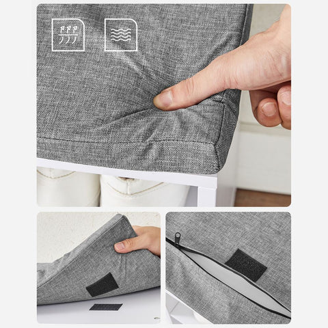 Rootz Shoe Bench - Shoe Bench With 15 Compartments - Shoe Rack Bench - Shoe Storage Bench - Entryway Shoe Bench - Wooden Shoe Bench - Chipboard - Foam - White-grey - 105 x 30 x 48 cm (L x W x H)