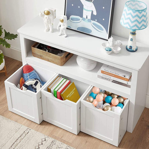 Rootz Storage Cabinet - Child Storage Cabinet - Toy Cabinet - Cabinet - Kids' Cabinet - Child Storage Cabinet - Playroom Cabinet - White - 102 x 30 x 60 cm