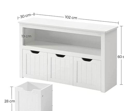 Rootz Storage Cabinet - Child Storage Cabinet - Toy Cabinet - Cabinet - Kids' Cabinet - Child Storage Cabinet - Playroom Cabinet - White - 102 x 30 x 60 cm