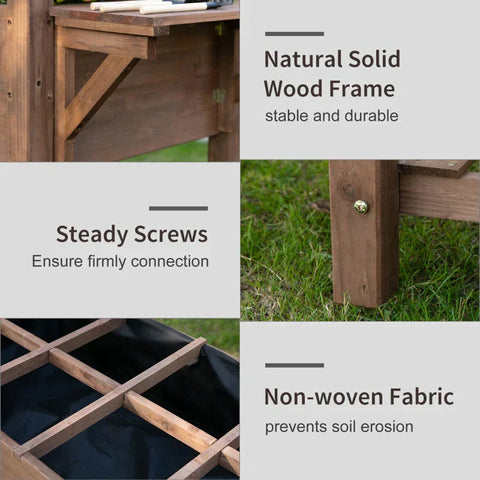 Rootz Houten Verhoogd Bed - Tuinplantenstandaard - Bloembak - Bloempot - Bloembed - Kruidenbed - 123 x 54 x 74cm