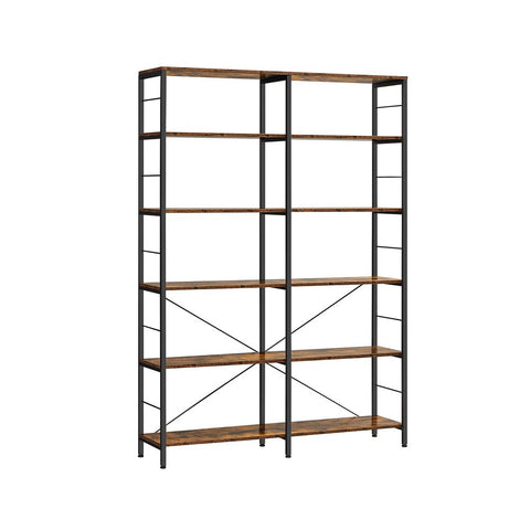Rootz Bookcase - Bookcase With 6 Levels - Bookshelf - Wooden Bookcase - Modern Bookcase - Wall-mounted Bookcase - Chipboard - Steel - 30 x 120 x 172.5 cm (D x W x H)