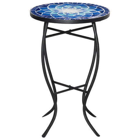 Rootz Garden Table - Side Table - Table - Metal Frame And Durable - Mosaic Design - Ceramic/Iron - Blue/White