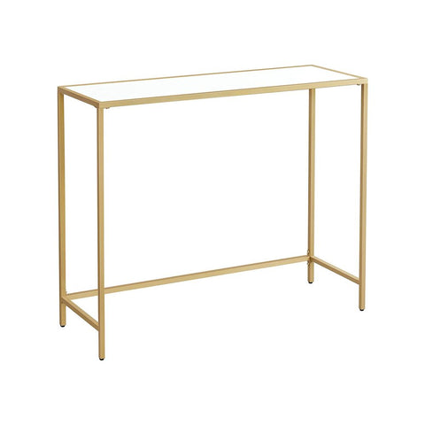 Rootz Console Table - Entryway Console Table - Table - Industrial Console Table - With Steel Frame - Steel, Chipboard - Gold/White - 100 x 35 x 80 cm