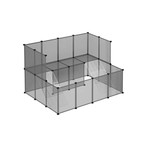 Rootz Pet Cage - Plastic Pet Cage - Dog Cage - Cat Cage - Portable Pet Cage - Indoor Pet Cage - Large Pet Cage - ABS Plastic Connectors - Grey - 143 x 108 x 92 cm (L x W x H)