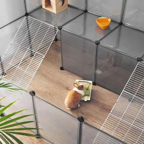 Rootz Pet Cage - Plastic Pet Cage - Dog Cage - Cat Cage - Portable Pet Cage - Indoor Pet Cage - Large Pet Cage - ABS Plastic Connectors - Grey - 143 x 108 x 92 cm (L x W x H)