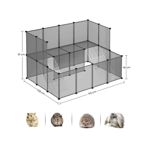 Rootz Pet Cage - Plastic Pet Cage - Dog Cage - Cat Cage - Portable Pet Cage - Indoor Pet Cage - Large Pet Cage - ABS Plastic Connectors - Grey - 143 x 108 x 92 cm (L x W x H)