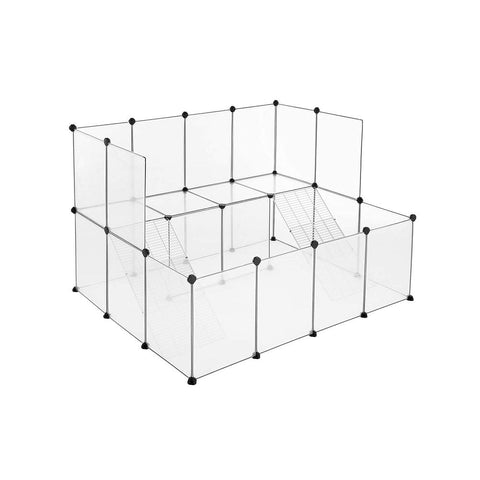 Rootz Haustierkäfig – Haustierkäfig für kleine Tiere – Hundekäfig – Katzenkäfig – tragbarer Haustierkäfig – zusammenklappbarer Haustierkäfig – Kunststoff-Haustierkäfig – drinnen – draußen – Haustiergehege – Weiß – 143 x 108 x 92 cm (L x B x H)