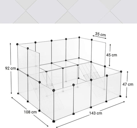 Rootz Haustierkäfig – Haustierkäfig für kleine Tiere – Hundekäfig – Katzenkäfig – tragbarer Haustierkäfig – zusammenklappbarer Haustierkäfig – Kunststoff-Haustierkäfig – drinnen – draußen – Haustiergehege – Weiß – 143 x 108 x 92 cm (L x B x H)