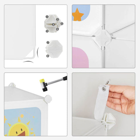 Rootz Kledingkast - Kunststof Kledingkast - Kledingkast Voor Kinderen - Kledingkast - Kledingkast Organisatie - Kledingkast Voor Slaapkamer - PP Kunststof Plaat - Metalen Frame - Wit - 123 x 41 x 123 cm (L x B x H)