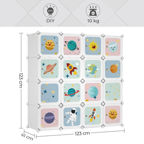 Rootz Kledingkast - Kunststof Kledingkast - Kledingkast Voor Kinderen - Kledingkast - Kledingkast Organisatie - Kledingkast Voor Slaapkamer - PP Kunststof Plaat - Metalen Frame - Wit - 123 x 41 x 123 cm (L x B x H)