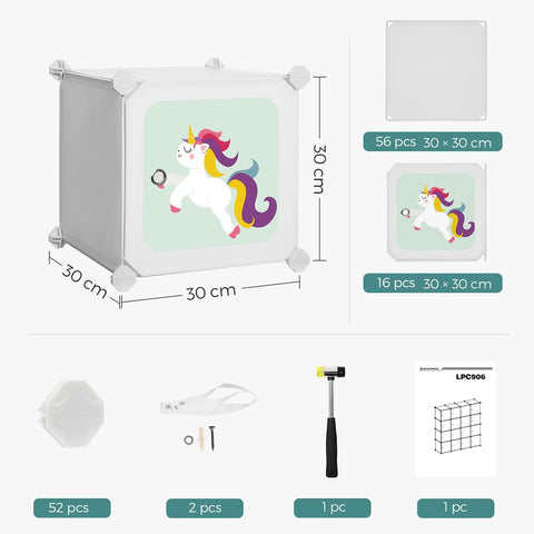 Rootz Kindergarderobe – Kids Cube Aufbewahrungssystem – Kleiderschrank mit Türen – DIY-Aufbewahrungsschrank – Weiß – 153 x 31 x 153 cm