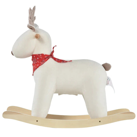 Rootz Children's Rocking Horse - Baby Rocking Animal Deer with Animal - Sounds Toy - Handles - for 36-72 Months - Plush - White - 68 x 29 x 58 cm